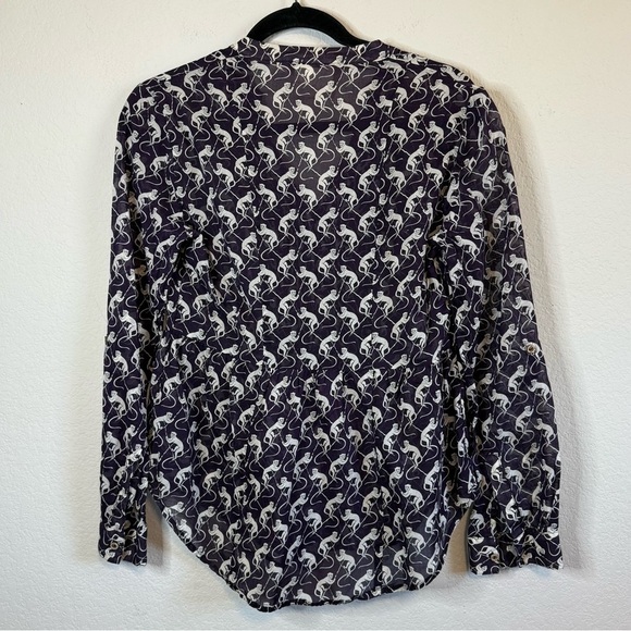 Anthropologie MAEVE Purple Monkey Blouse Shirt Top Pintucked Pleated Button Frnt - Picture 8 of 13